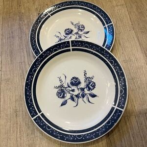 Alco Blue Floral Roses Plates 7” Side Salad Plates Set of 2